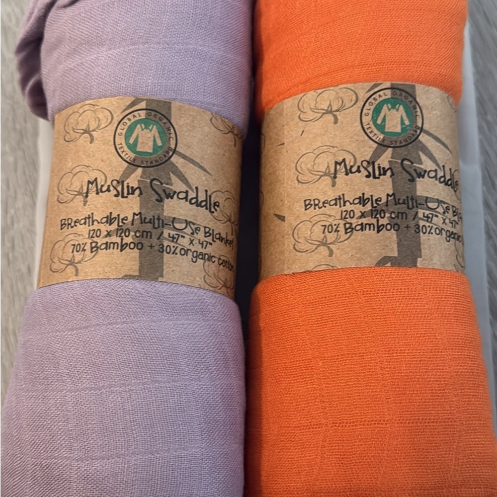 Purple and Orange Muslin Swaddle Set